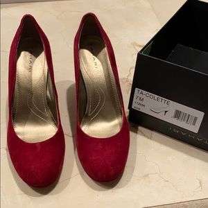 Tahari dress heels deep red
